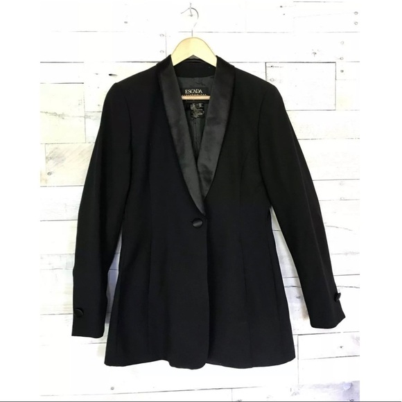 Escada Neiman Marcus Black Silk Wool Blazer Jacket Coat 38 - Picture 1 of 11